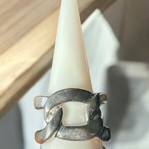 Vintage Link Chain Ring - Silver Tone - Size 9